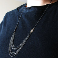 Women's Multi Chain Necklace Swarovski Statement Jewelry For Women Multi-Strand Chain Necklace - Thumbnail 3