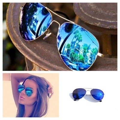 Blue mirrored aviators 
