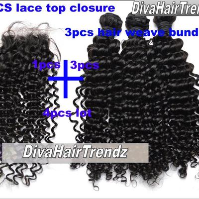 18", 20" & 22" brazilian remy exotic deep curly hair + closure! [3 bundles + 18" closure]