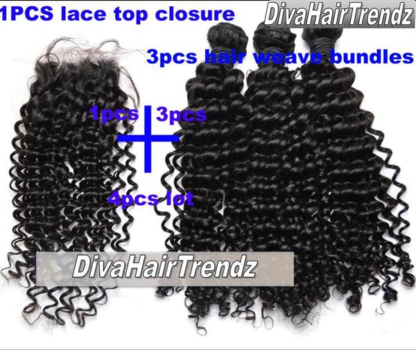 18", 20" & 22" Brazilian Remy Exotic Deep Curly Hair + CLOSURE! [3 Bundles + 18" Closure]