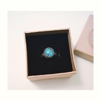 Round Turquoise Copper Ring - Thumbnail 2
