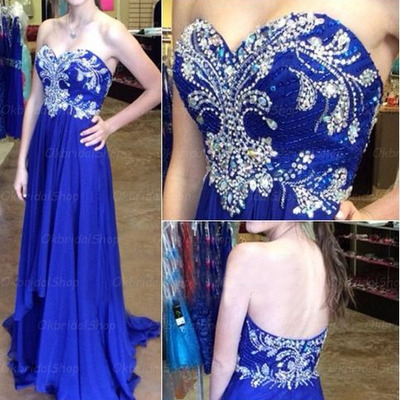 Blue prom dress, long prom dress, cheap prom dress, chiffon prom dress, custom prom dress, bd14184