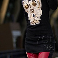 Owl Print Punk Sexy Top - Thumbnail 1