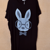 Rabbit O Neck Batwing Shirt - Thumbnail 1