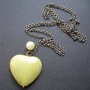 Long Heart Necklace. Jade Heart Stone Bead.-3