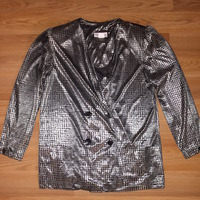Vintage Silver & Black Blazer Jacket - Thumbnail 4