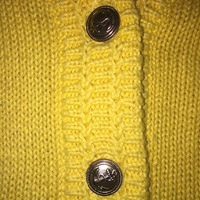 Vintage Yellow Knit Sweater with Gold Buttons - Thumbnail 2