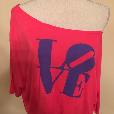 Rue 21 "love" off the shoulder cropped shirt