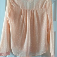 EDGE Pink Polka Dot Front Tie Sheer Shirt - Thumbnail 1