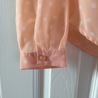EDGE Pink Polka Dot Front Tie Sheer Shirt - Thumbnail 3