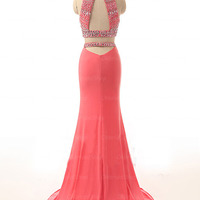 pink prom dress, long prom dress, Split prom dress, 2018 prom dress, dresses for prom, BD14188 - Thumbnail 2