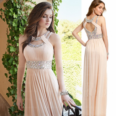 Long prom dress, champagne prom dress, chiffon prom dress, cheap prom dresses, party prom dress, bd14189