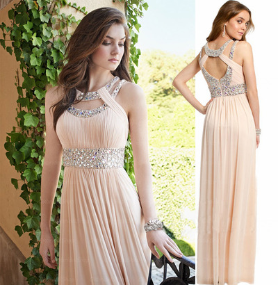 long prom dress, champagne prom dress, chiffon prom dress, cheap prom dresses, party prom dress, BD14189