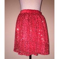 CANDIES GIRLS RED SEQUIN SKIRT XL - Thumbnail 1
