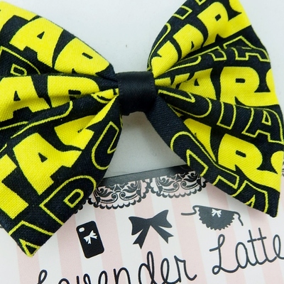 Star wars yellow and black classic look fabric medium hair bow - Thumbnail 4