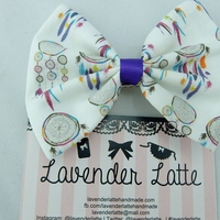 Dream Catcher Fabric Hair Bow with Purple Ribbon Boho Hair Accessory - Thumbnail 1