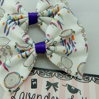 Dream Catcher Fabric Hair Bow with Purple Ribbon Boho Hair Accessory - Thumbnail 2