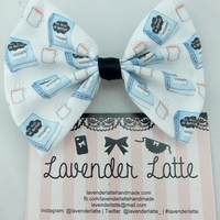 SALE! Okay? Okay White Book and Coffee Printed Fabric Hair Bow TFIOS Inspired Hair Accessory - Thumbnail 2