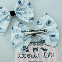 SALE! Okay? Okay White Book and Coffee Printed Fabric Hair Bow TFIOS Inspired Hair Accessory - Thumbnail 3