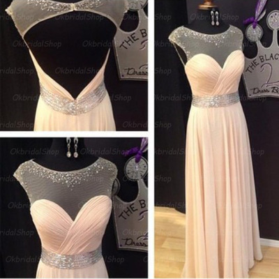 Long prom dress, champagne prom dress, elegant prom dress, chiffon prom dresses, party prom dress, bd14212