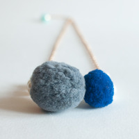 Felt Ball Chain Necklace NL0784 - Thumbnail 1