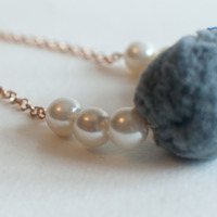 Felt Ball Chain Necklace NL0784 - Thumbnail 2
