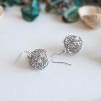 Metal Silver Ball Drop Earrings Wire Metal Disco Vintage Elegant Dangle Earrings, Unique Silver Earrings, Tiny Earrings, ER0777 - Thumbnail 2