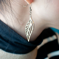 Leave Shape Vintage Style Earring, Crystal Tiny Beaded Metal Copper Brass Dangle Earrings, Wire Drop Earrings, Bridal Jewelry, ER0776 - Thumbnail 2