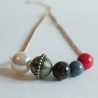 Multi Color Pendant Necklace, Initial Fashion Pendant Necklace, Multi Colored Stone Statement Necklace, Little Girl Pendant Necklace, NL0783 - Thumbnail 1