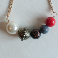 Multi Color Pendant Necklace, Initial Fashion Pendant Necklace, Multi Colored Stone Statement Necklace, Little Girl Pendant Necklace, NL0783 - Thumbnail 3