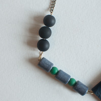 Leather Pendant Cord Necklace, Blue Navy Pendant Necklace, Leather Necklace Clasp, Handmade Pendant Necklace, NL0782 - Thumbnail 3