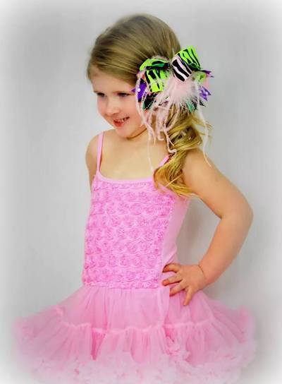 OTT Double Stacked Rainbow Zebra Bow