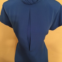 Vintage Blue Pleated Blouse - Thumbnail 1