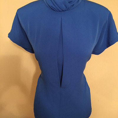 Vintage blue pleated blouse
