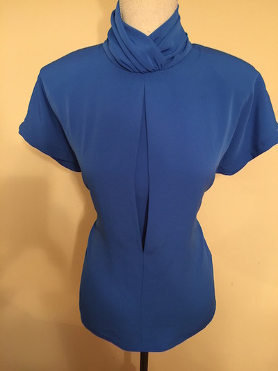 Vintage Blue Pleated Blouse