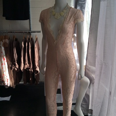 Pink lace long jumpsuit