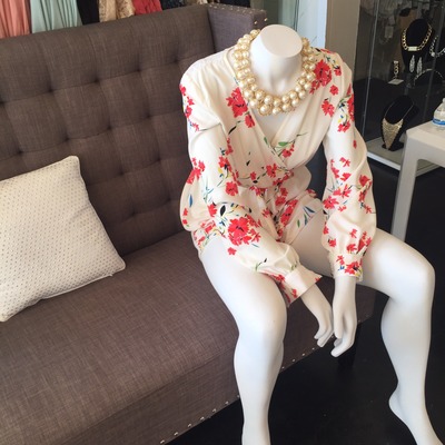 Long Sleeve Flower Print Romper