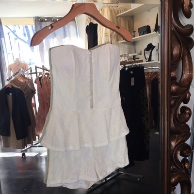 Strapless Lace Romper in White