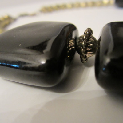 New black stone and gold dome necklace