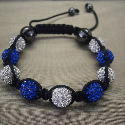 Sapphire & clear rhinestone disco ball adjustable bracelet free shipping