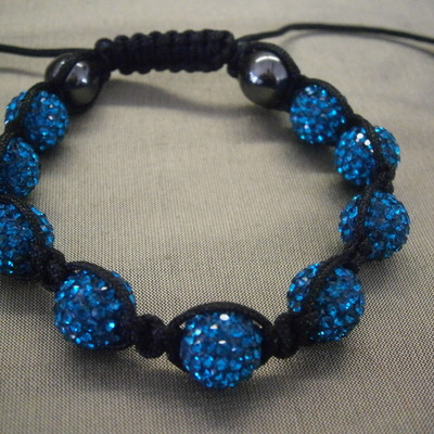 Dark aqua/teal rhinestone disco ball bracelet adjustable and free shipping!