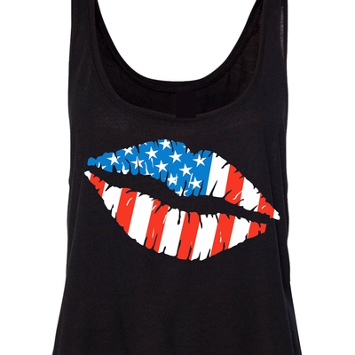 American flag lips crop tank # 110