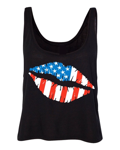 AMERICAN FLAG LIPS CROP Tank # 110
