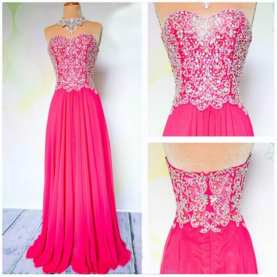Hot pink prom dress, long prom dress, cheap prom dress, chiffon prom dress, dresses for prom, bd14344