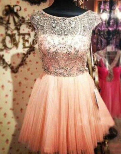 pink prom dress, short prom dress, homecoming prom dress, junior prom dress, 2018 prom dress, BD14353