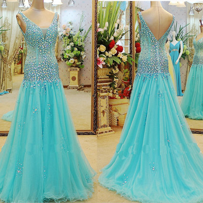 Blue prom dress, long prom dress, cheap prom dress, newest prom dress, mermaid prom dress, bd14352