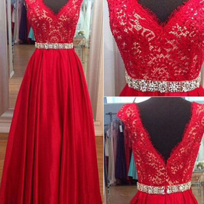 Red prom dress, lace prom dress, long prom dress, cheap prom dress, bridesmaid prom dress, bd14357