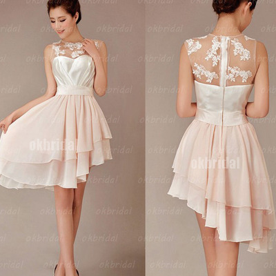 Short bridesmaid dress, champagne bridesmaid dress, cheap bridesmaid dress, lace bridesmaid dress, bd143601