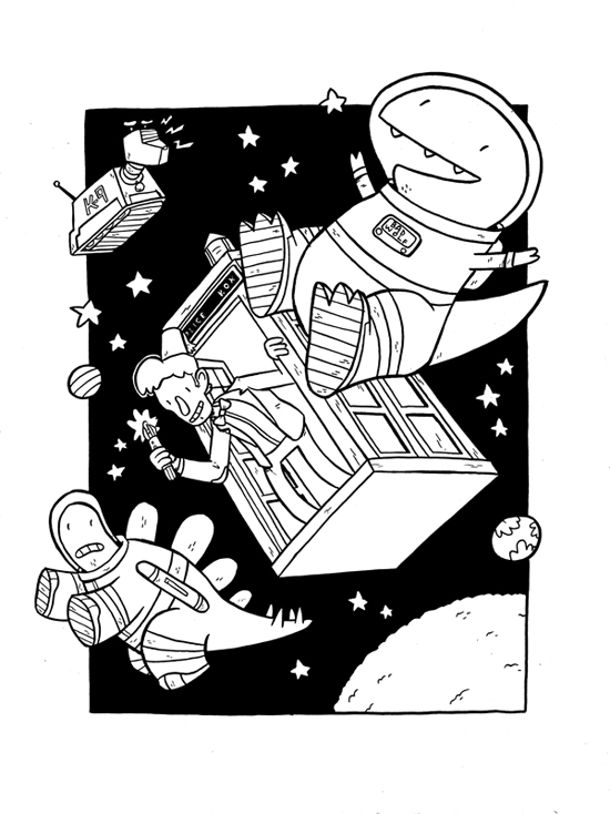 Doctor Who & Dinosaurs in Space original art