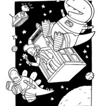Doctor Who & Dinosaurs in Space original art